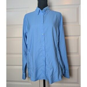 AFTCO Size L Wrangle Fishing Shirt Vented Lightweight Blue Snap Down UPF 50+